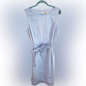 Anne Klein a-line blue & white dress, size 14